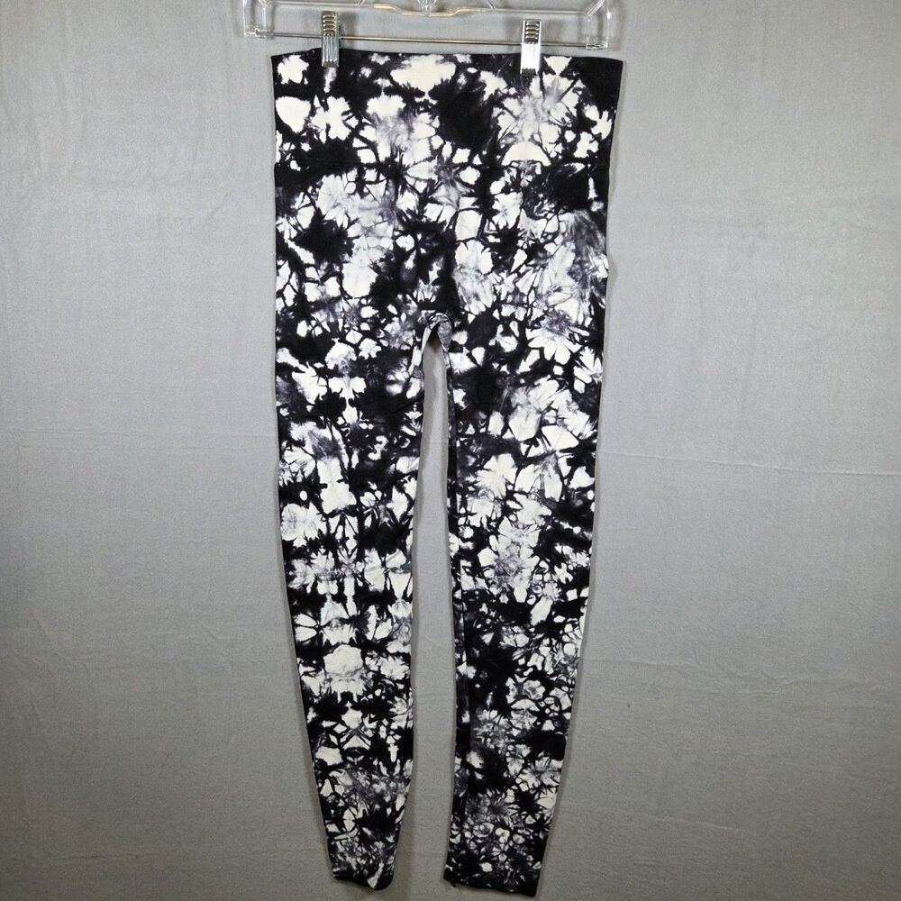 Xhilaration Women's S/M Black White Tie-Dye High Rise Stretch Knit Leggings